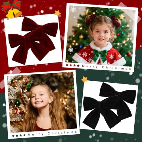 8 Pcs Velvet Hair Bows with Alligator Clips M40386