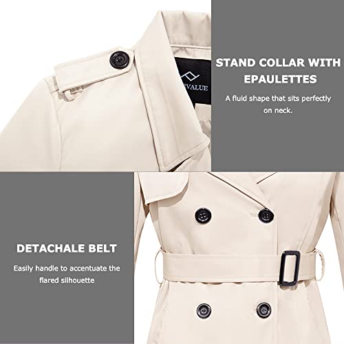 Women's Long Double Breasted Water Resistant Trench Coat with Belt J2915