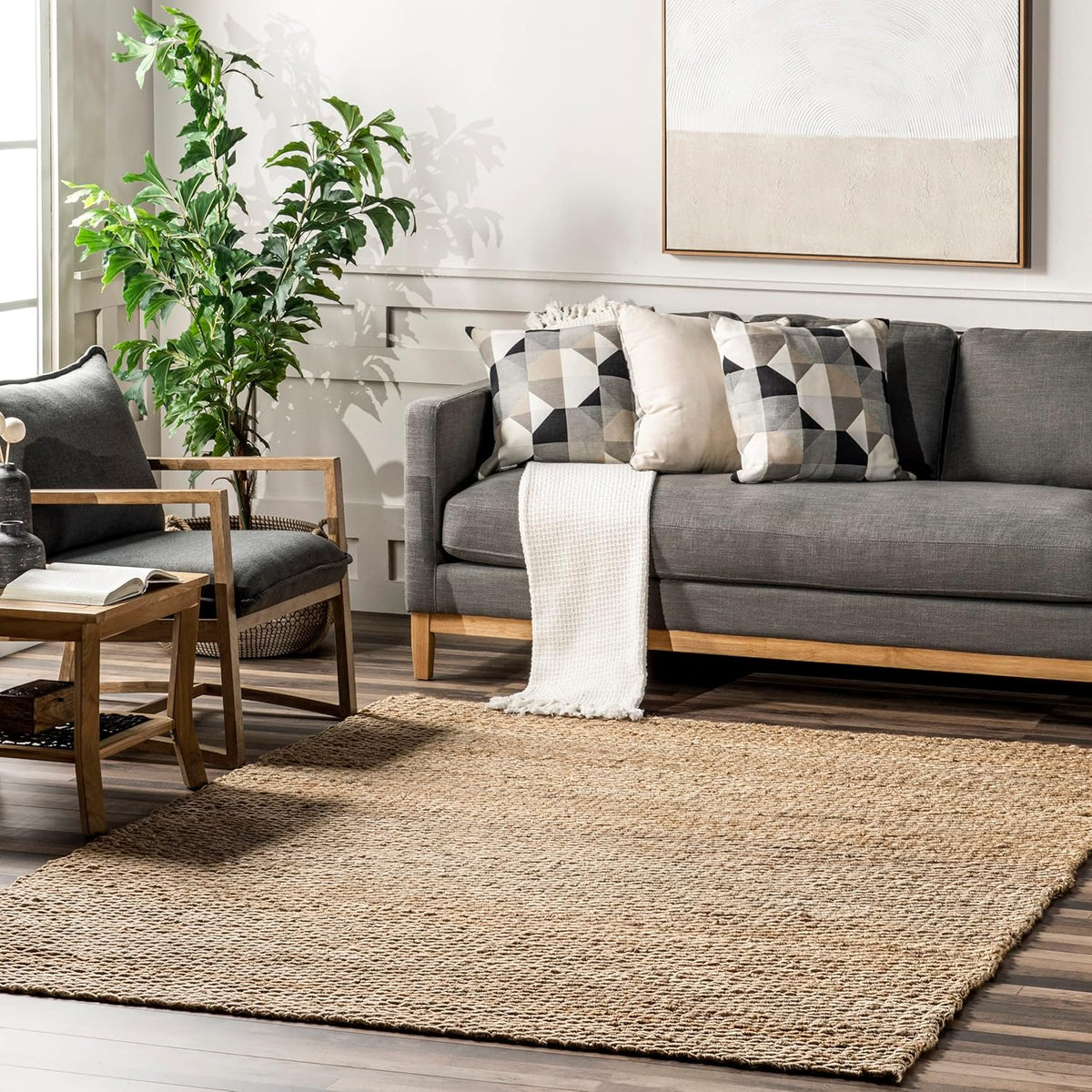 Natural Hand Woven Jute Area Rug, 5x8 U982