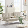 Futon Sofa Bed with Removable Armrests and 2 Cup Holders D545986