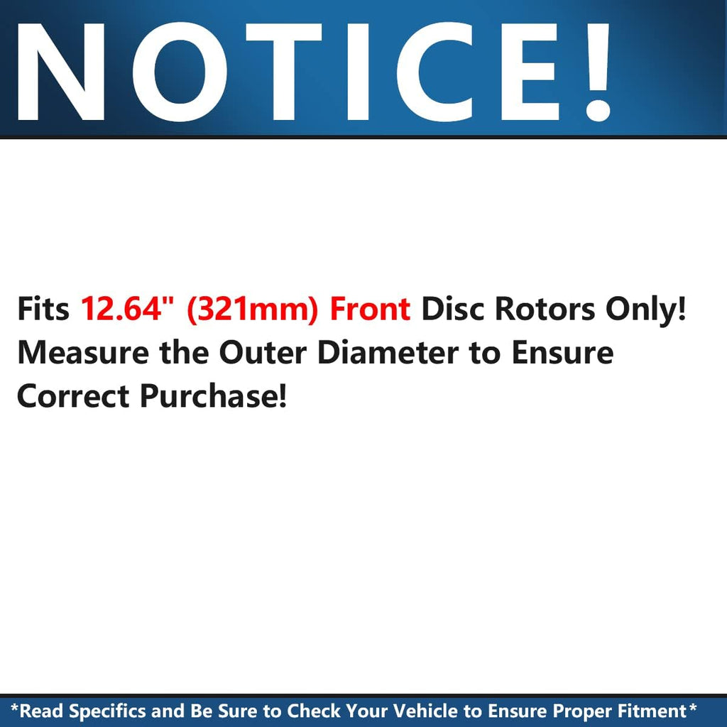 Front Brake Kit Ceramic Brake Rotors and Pads 12.64 inch J216772