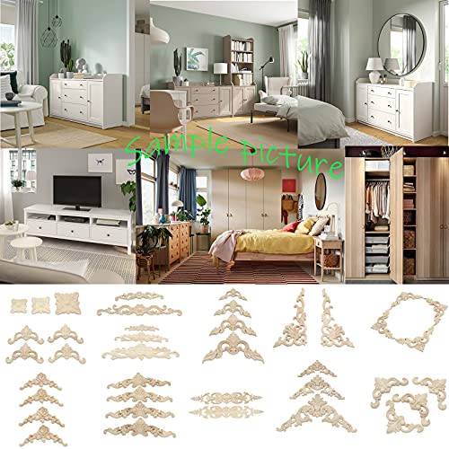 Wood Carved Onlay Applique Unpainted Frame Door Decor Furniture Applique (3.9 Inch) O7192