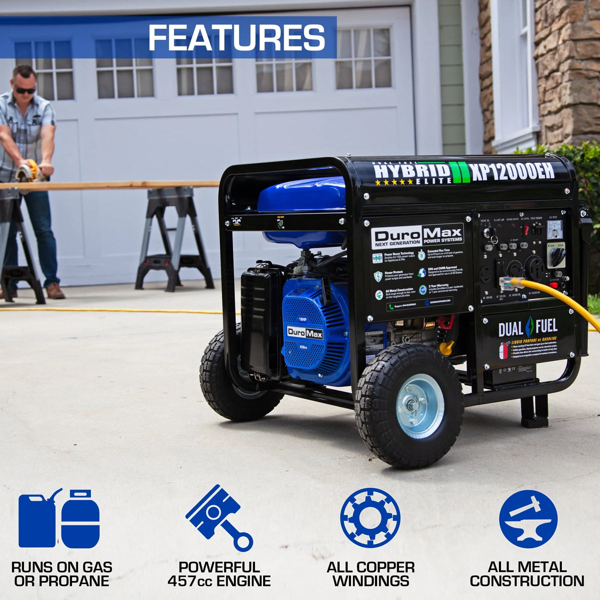 12,000 Watt Portable Dual Fuel Generator N90587