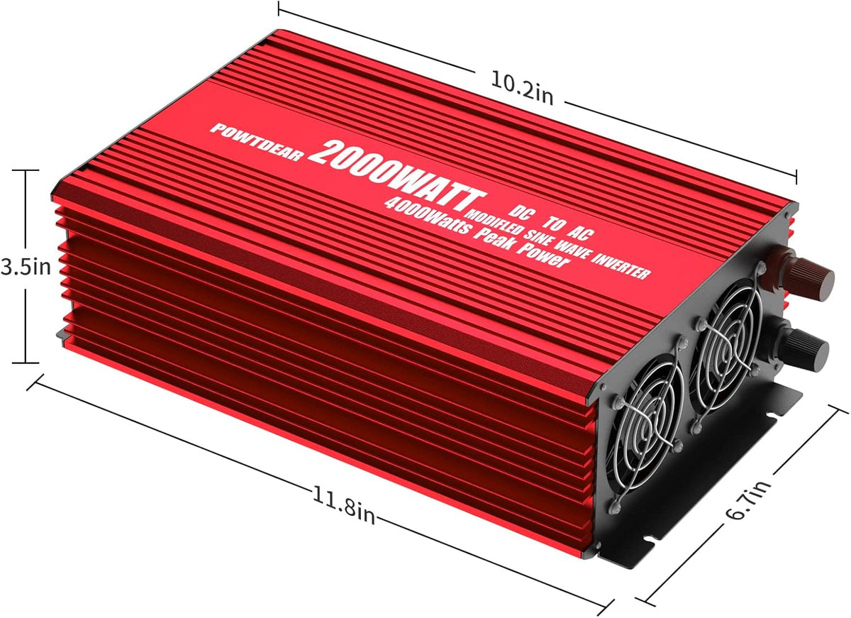 2000 Watt Power Inverter with USB Ports and AC Outlets W6199