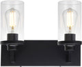 2 Light Matte Black Wall Sconces with Cylinder Glass Shade G60187