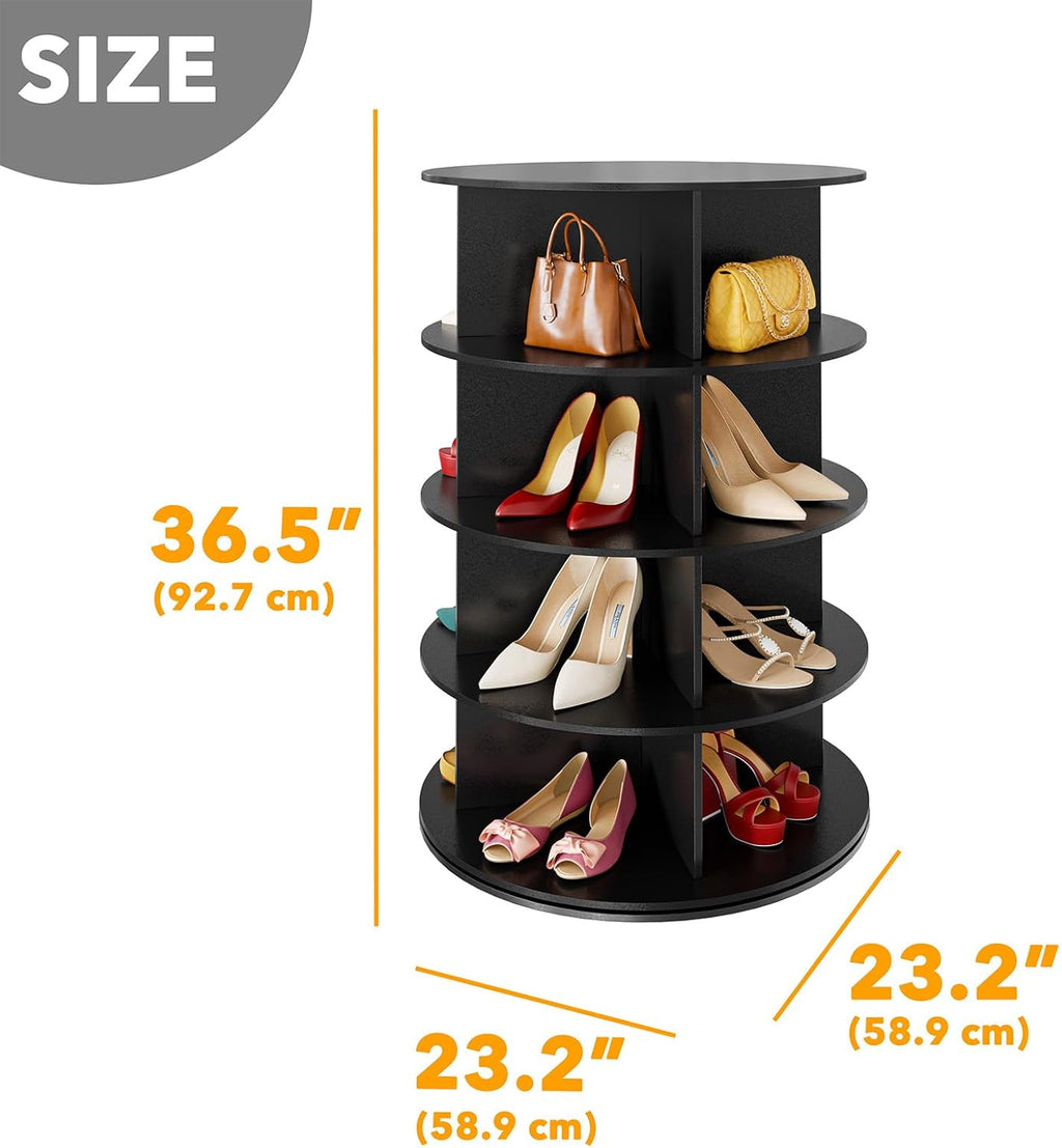 4 Tier Black Rotating Shoe Rack E19150