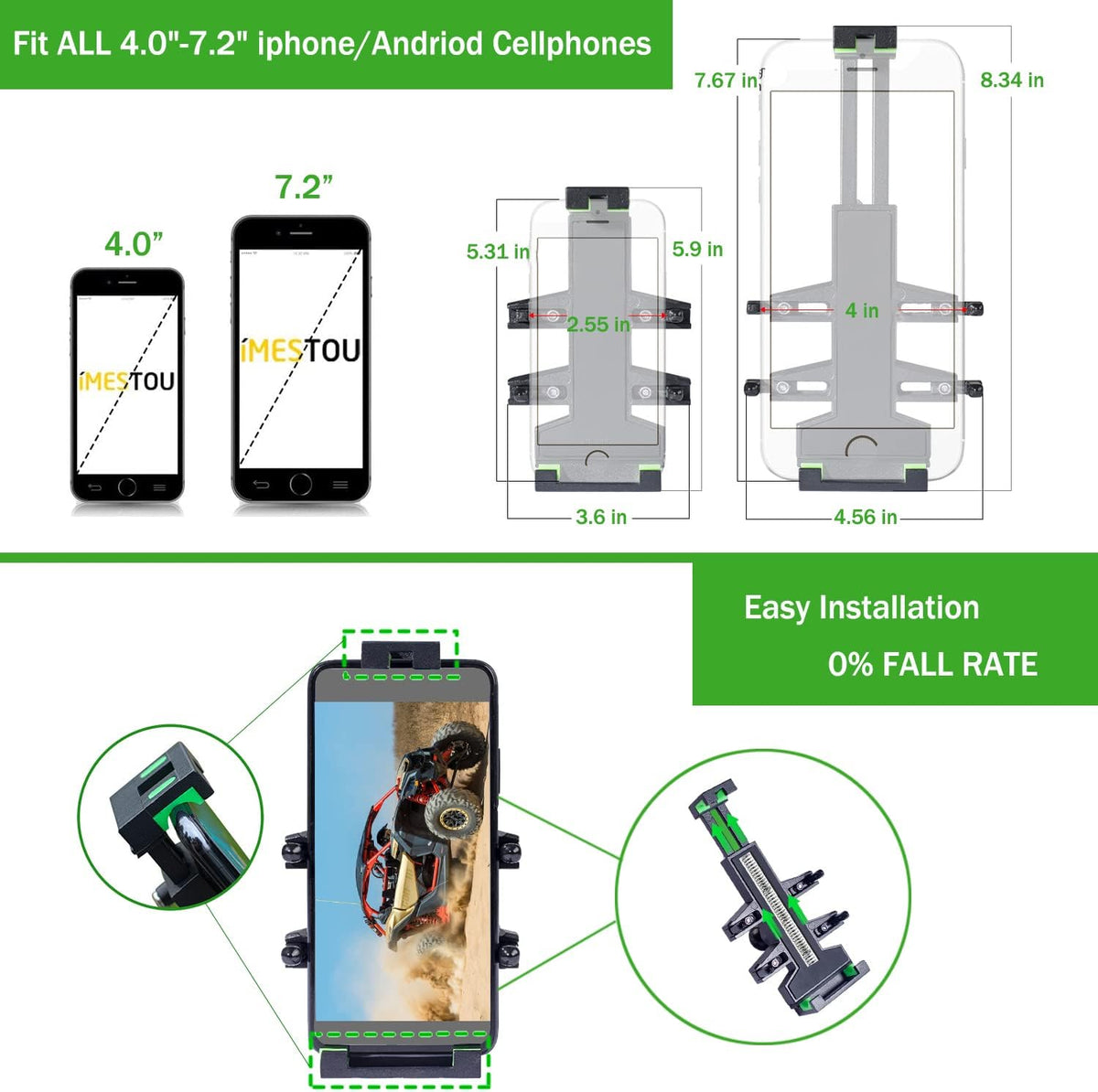 ATV/UTV Phone Holder 360° Adjustable Mount Q548591