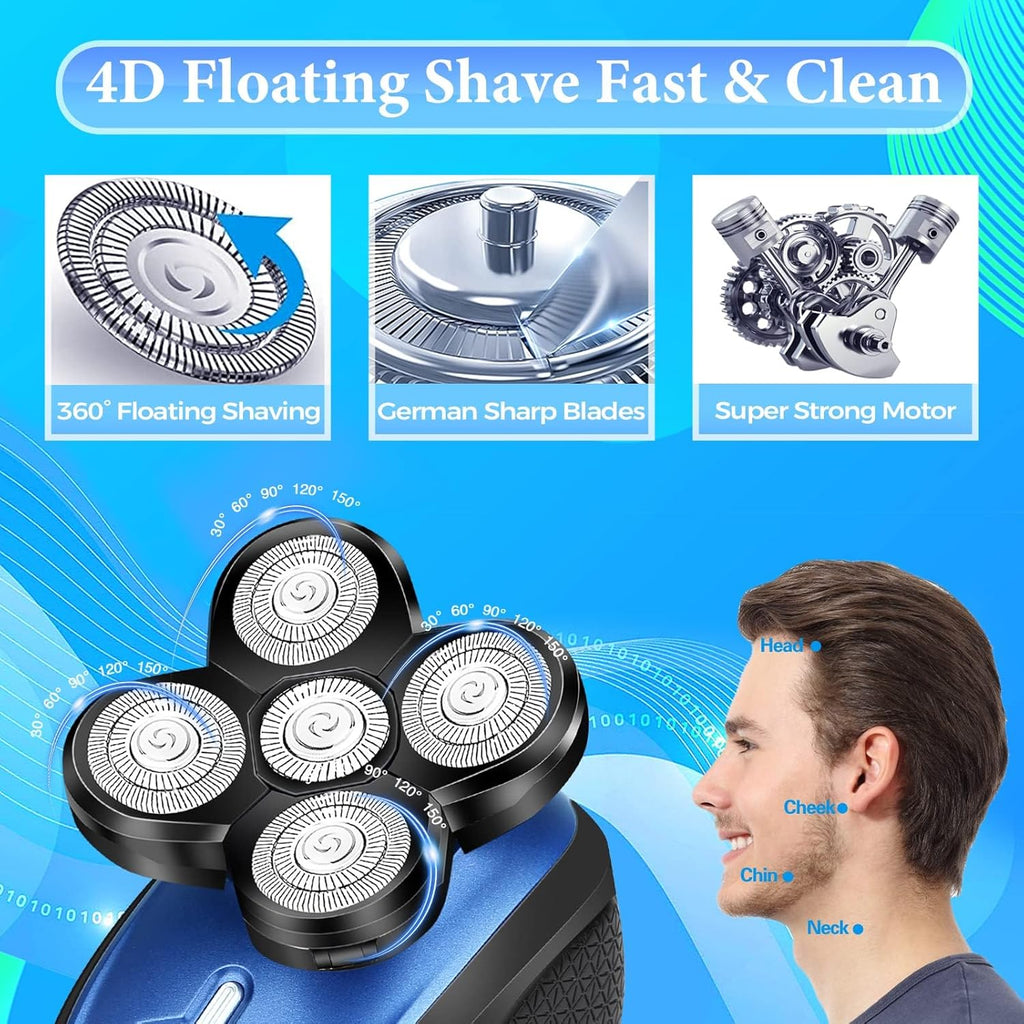 5 in 1 Cordless Waterproof Electric Rotary Head Shaver F925