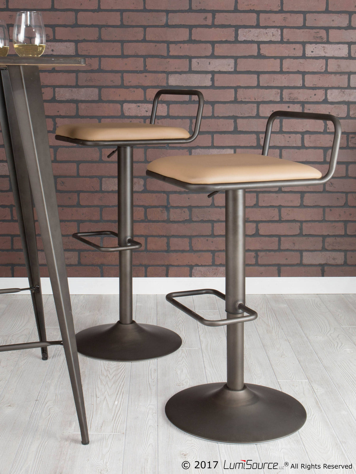 Set of 2 Antique Camel Barstool R759