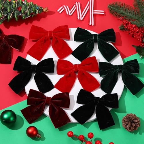8 Pcs Velvet Hair Bows with Alligator Clips M40386