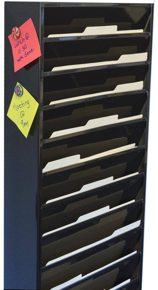 Wall Rack, 20 Pockets, Tiered, Black, Powder Coated Steel Z64515