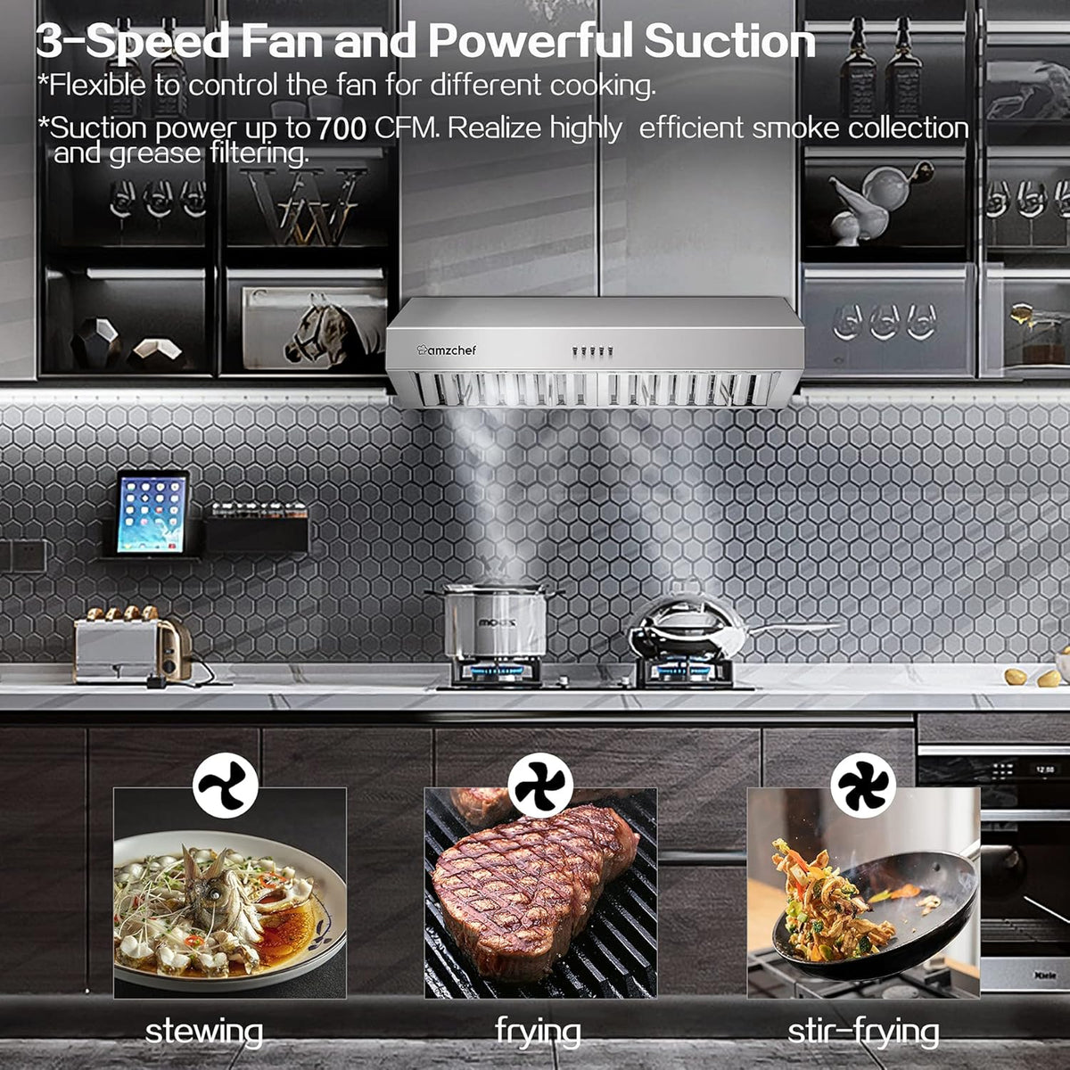 30 inch 700CFM Stainless Steel Under Cabinet Range Hood D7382