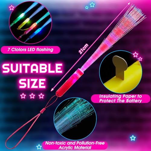 10 Pieces Fiber Optic Wand Light up Glow Stick LED Colorful Flashing Wands I611