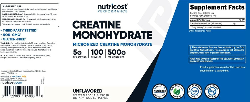 Whey Protein Powder Cookies N' Creme 2 Scoops Creatine Monohydrate Micronized Powder 5g Serv 100 Servings W600706