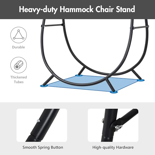 Macrame Hammock Chair with Stand, Heavy Duty Hanging Chair Stand, Includes Seat Cushion, Max 400 Lbs, Natural Y588754