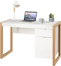 White Computer Desk with Drawer & Cabinet H2703