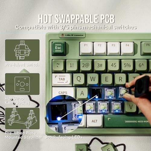 97 Keys Gasket Mechanical Keyboard with Customizable Display Screen, Knob, Hot Swappable Socket, 5000mAh Battery T2630