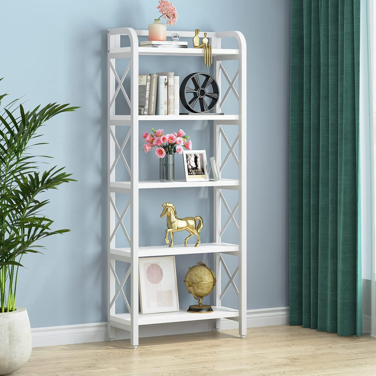 5-Tier Black Bookshelf C406