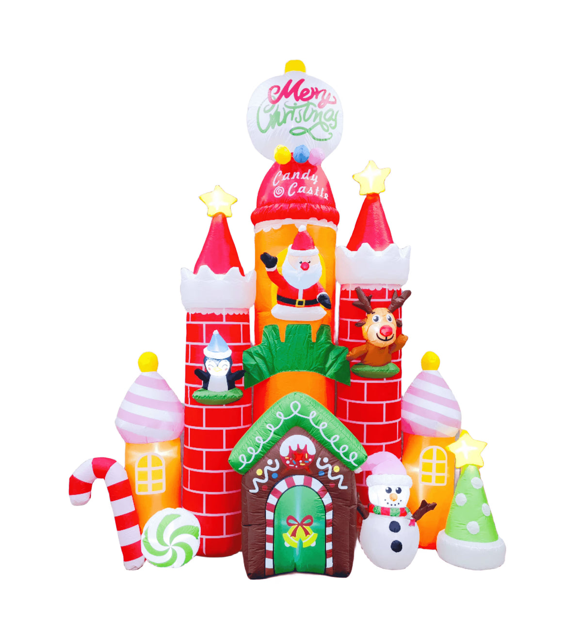 Inflatable Candy Castle Christmas Yard Decorations with LED Light and Air Blower A666
