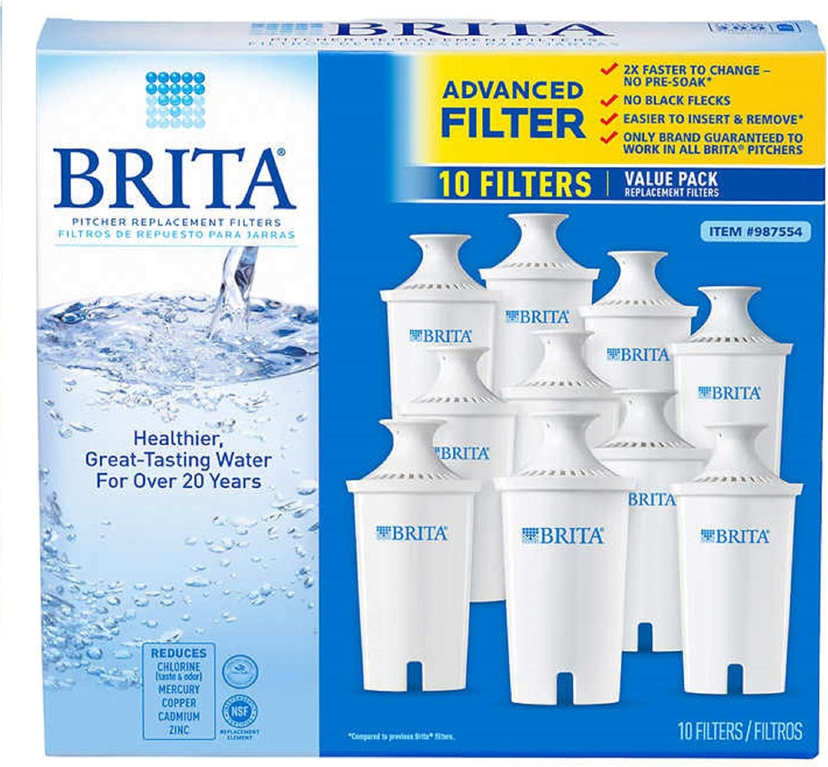 Brita Advanced Pitcher Filter 10 Pack Total Y39334