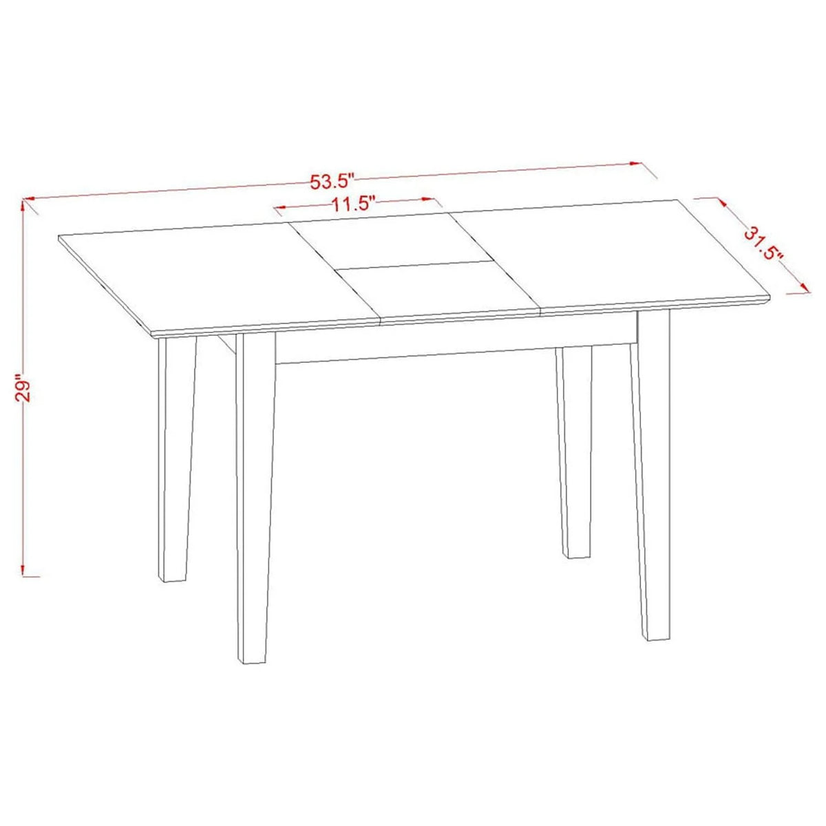 5 Pc Dining Set with Butterfly Leaf Table and Four Chairs S917