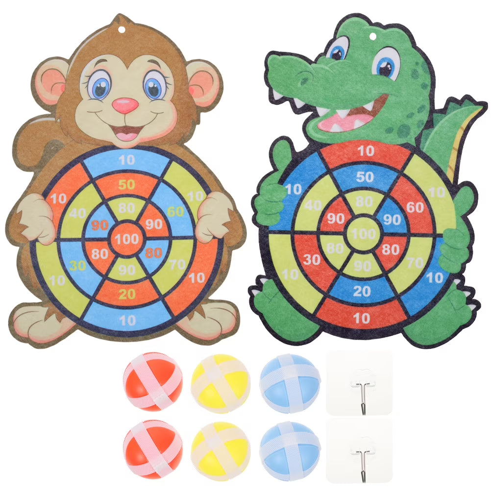 2 Sets Kids Dart Board Game Sticky Balls Cartoon D64670