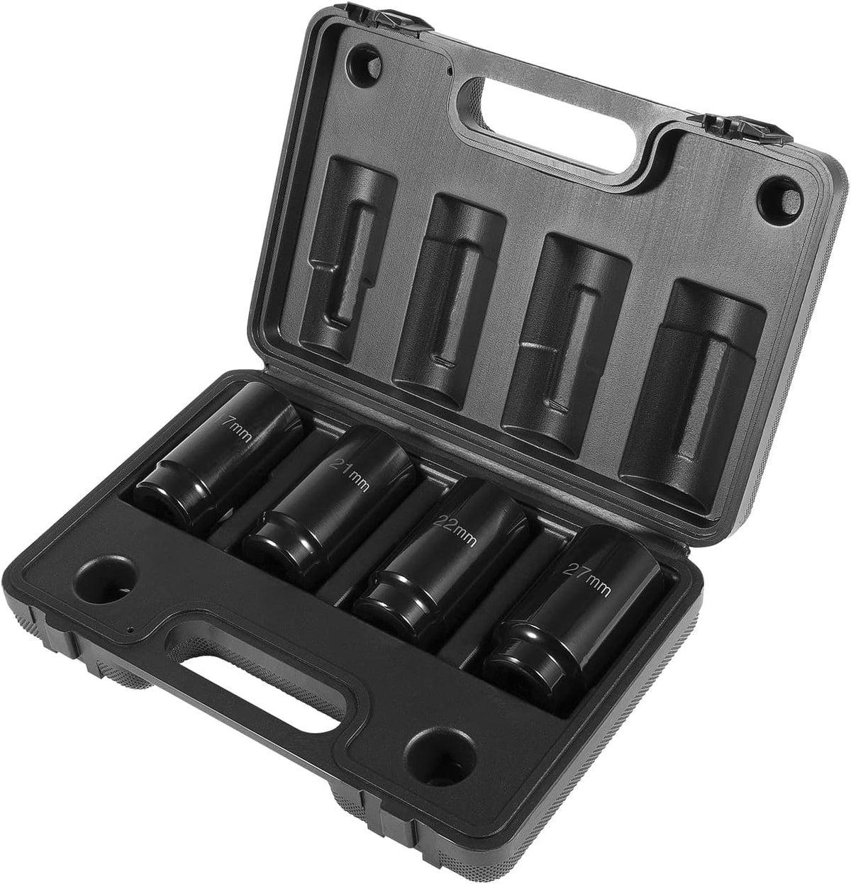 4pcs 1/2 Inch Drive Deep Impact Socket Set 17mm 21mm 22mm 27mm with Storage Case R740