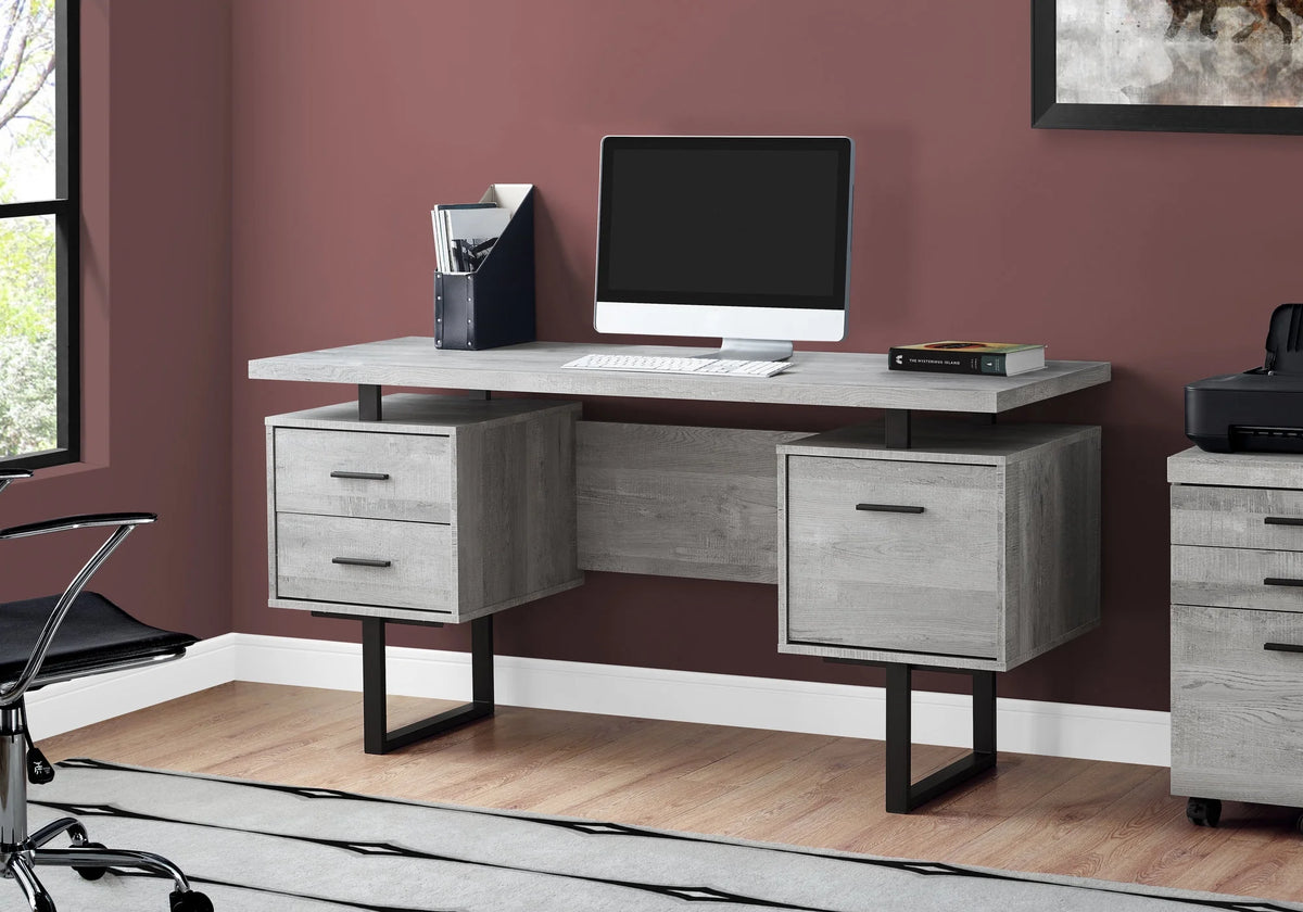 Grey Laminate Computer Desk with Storage Drawers T2697