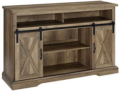 Stone Gray Barnwood Sliding Door Wood TV Stand U863