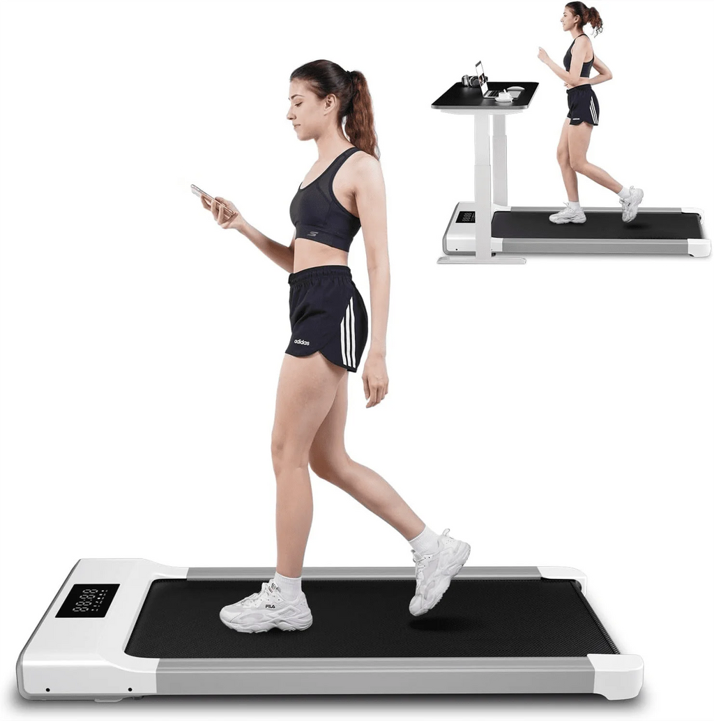 Walking Pad Treadmill 2 in 1 with Remote Control LED Display White T3279