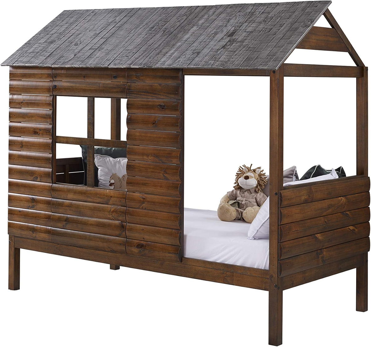 Rustic Walnut Twin Log Cabin Loft L432938