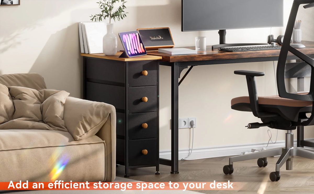Black 4 Drawer Narrow Dresser Storage Tower S2352
