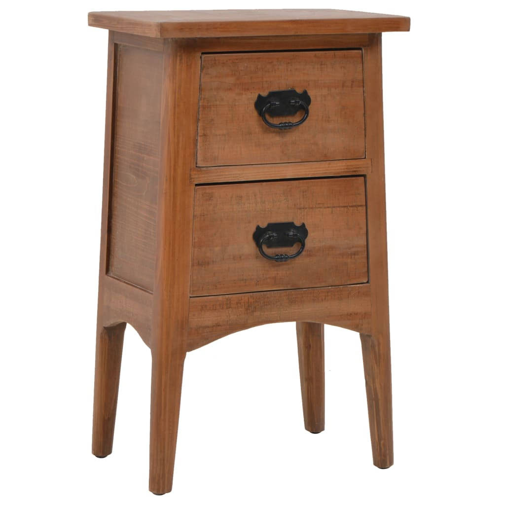 Solid Fir Wood Bedside Cabinet Brown Y442080