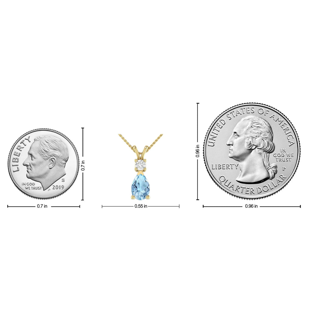 1.55 Carat 14K Yellow Gold Aquamarine and Round Lab Grown Diamond Solitaire Pendant Necklace J790610