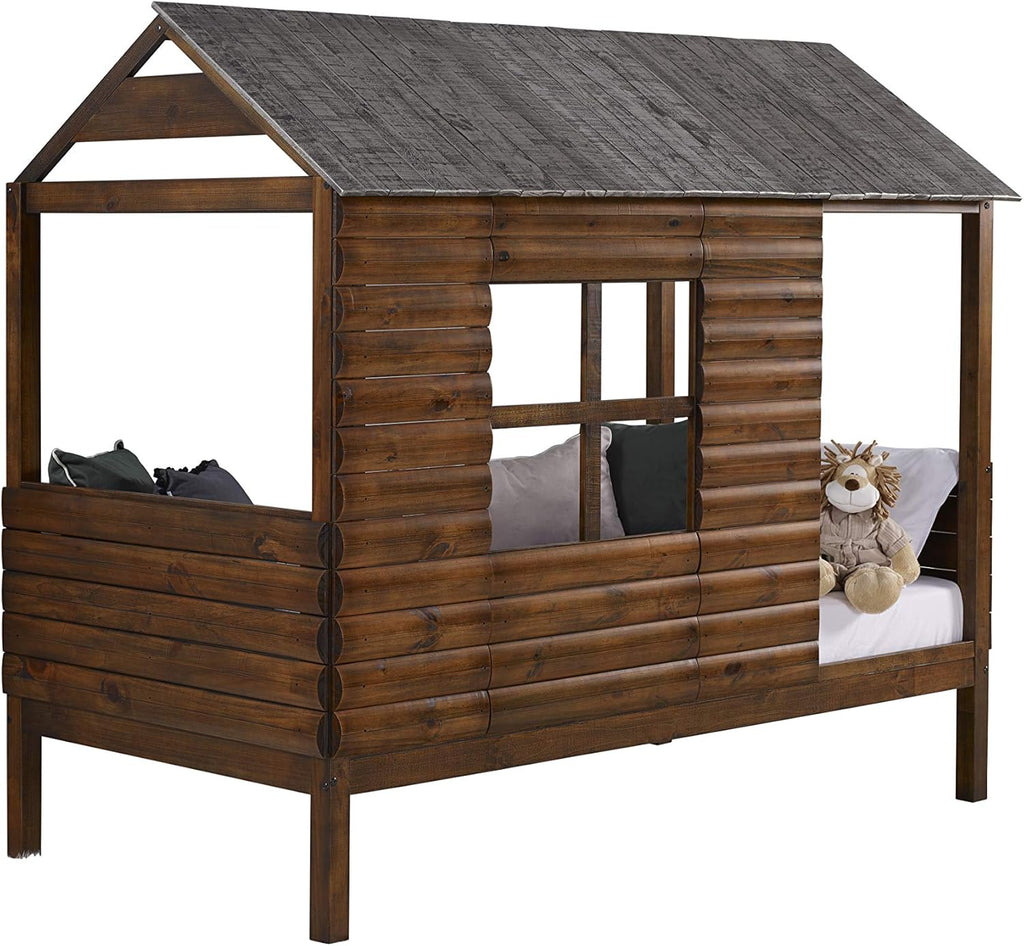 Rustic Walnut Twin Log Cabin Loft L432938