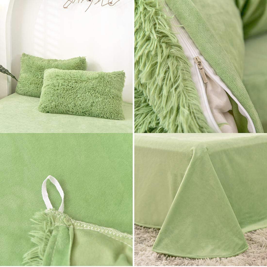 5 PCS Shaggy Duvet Cover Bedding Set King/California King Mango Yellow B4699