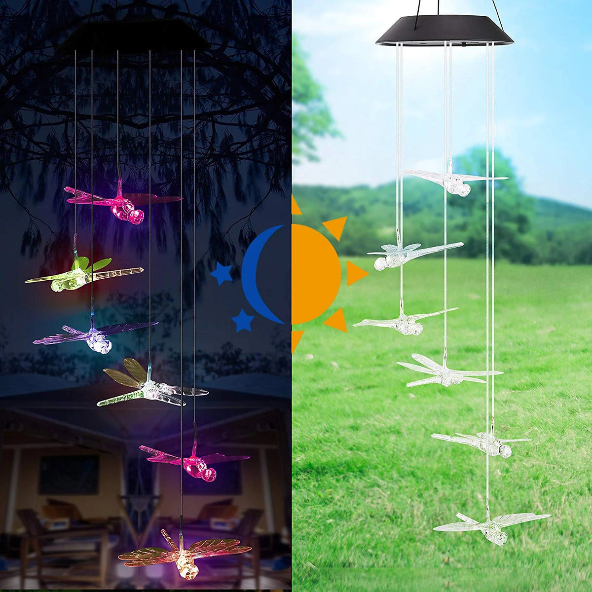 Color Changing Dragonfly Wind Chime Spiral Spinner Wind Mobile C722364