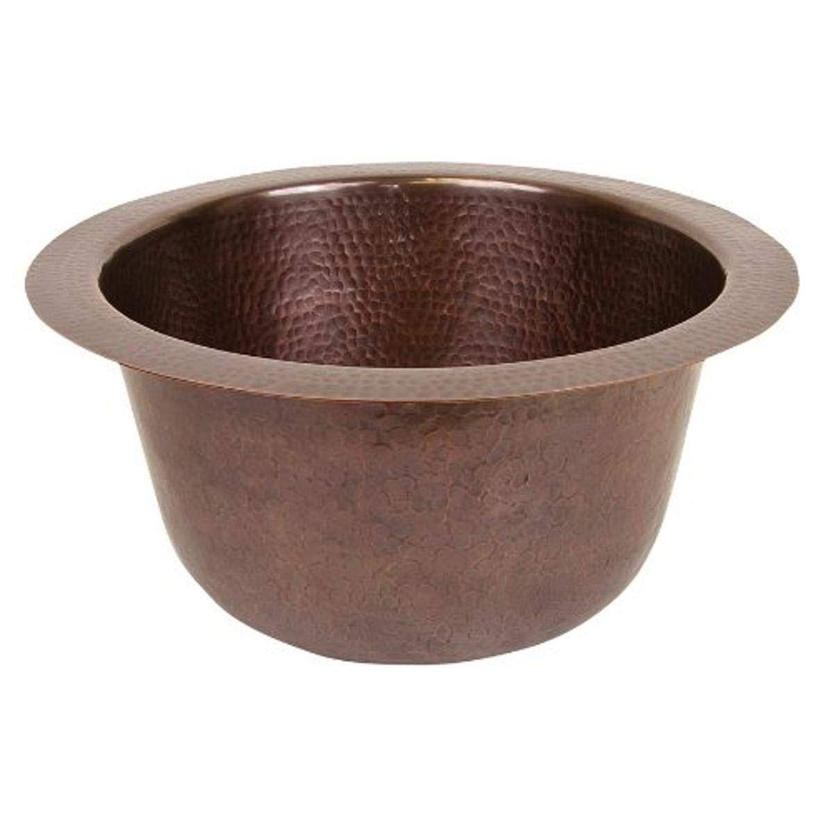 Antique Copper Solid Hand Hammered Copper 16-inch Diameter Round Bar Sink C3525