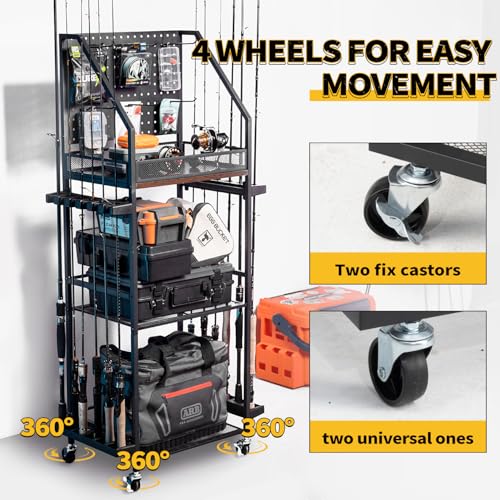 Fishing Rod Holders with Pegboard and Wheels X4335