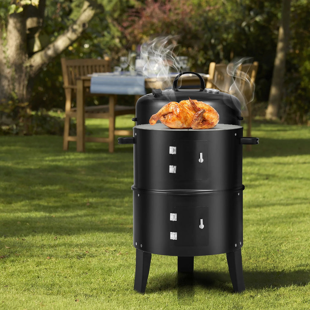3-in-1 Vertical Charcoal Smoker Grill with 2 Layer J740
