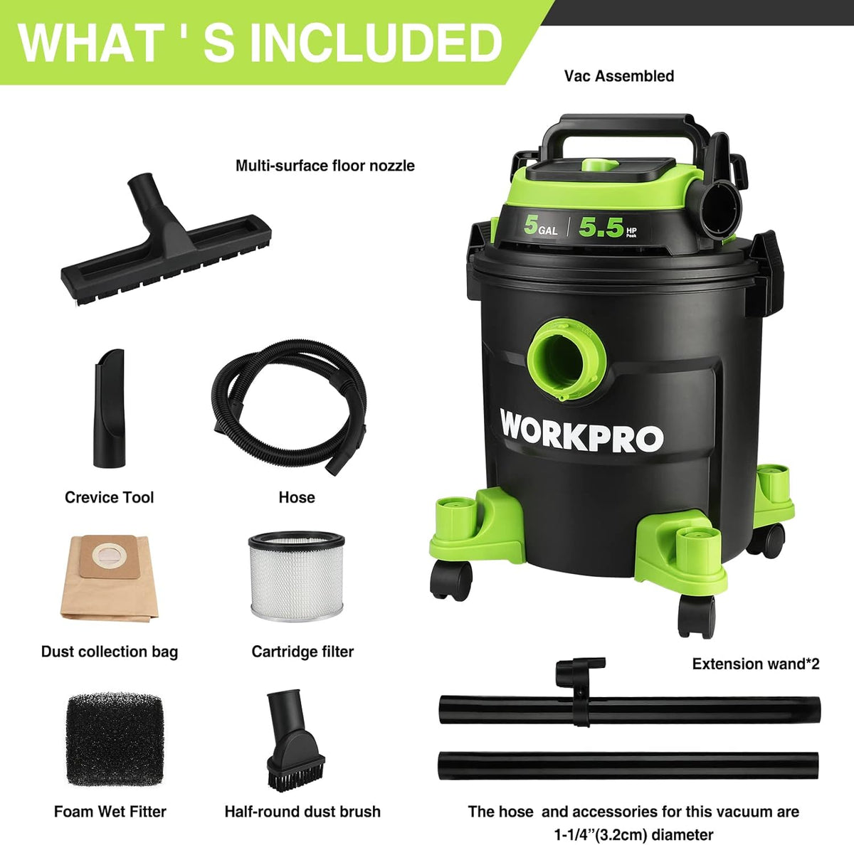5.5 Peak HP Wet/Dry Shop Vacuum with HEPA Filter L127007