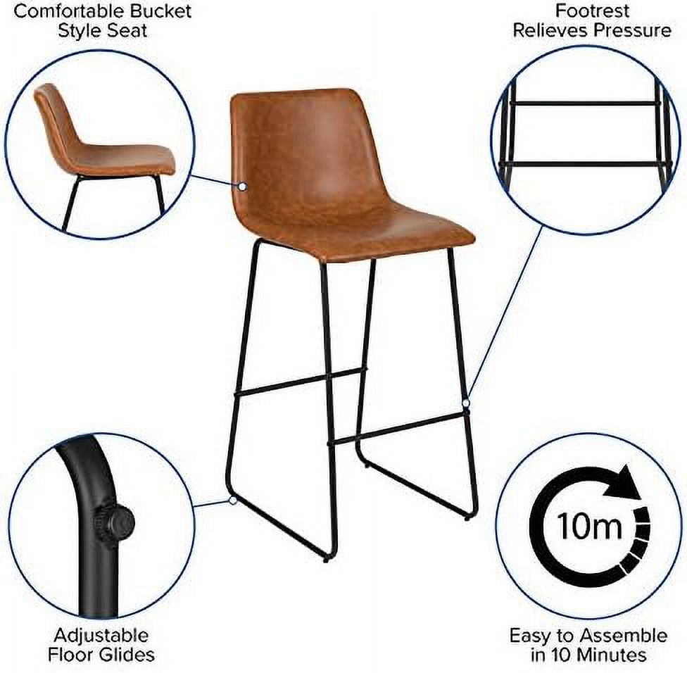 Light Brown Faux Leather Bucket Seat Stools J8516