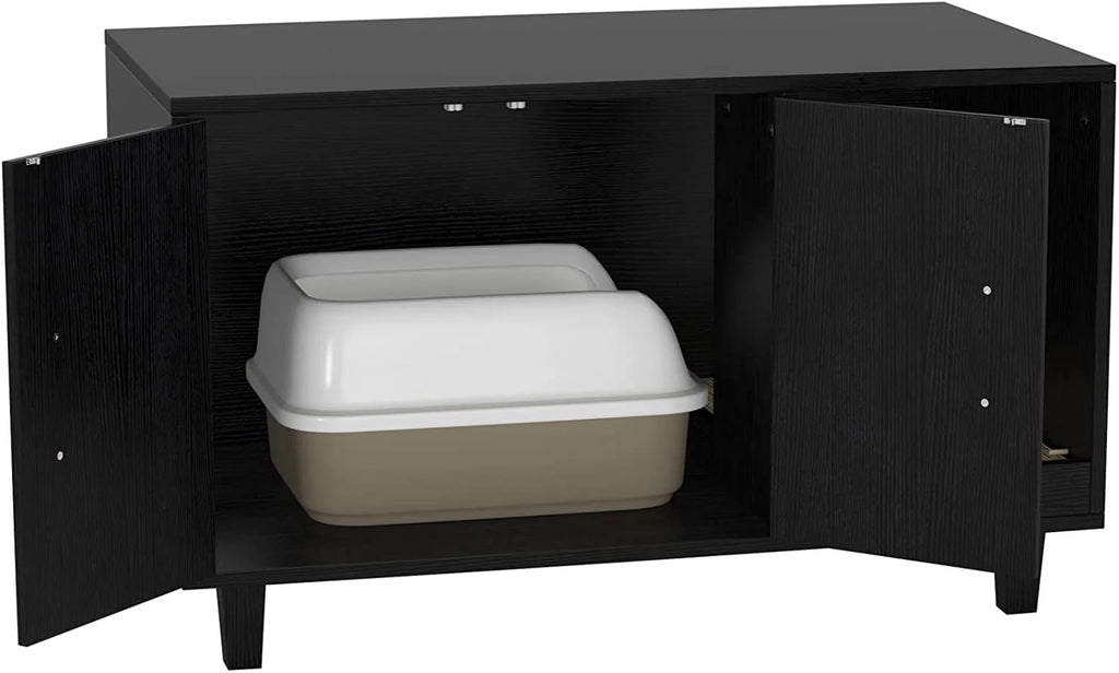 Cat Litter Box Enclosure Table Nightstand with Scratch Pad D792471