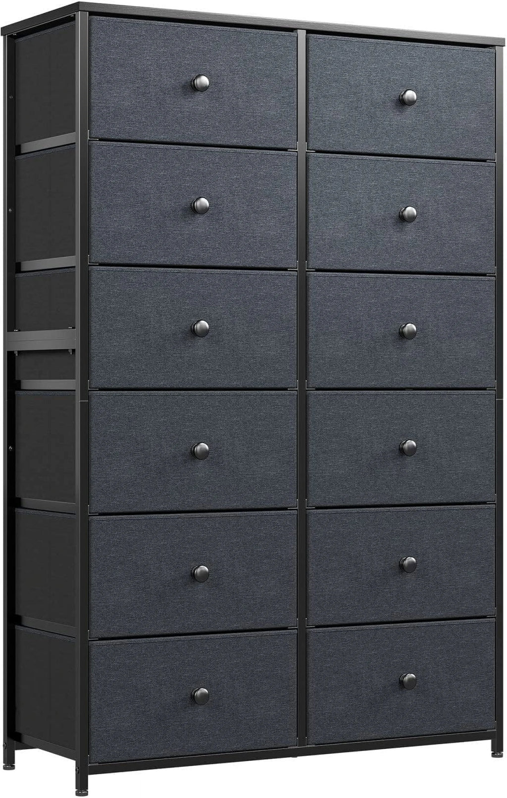 12 Drawer Fabric Dresser with Wood Top and Metal Frame T990
