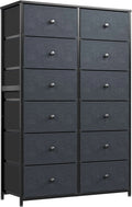 12 Drawer Fabric Dresser with Wood Top and Metal Frame T990