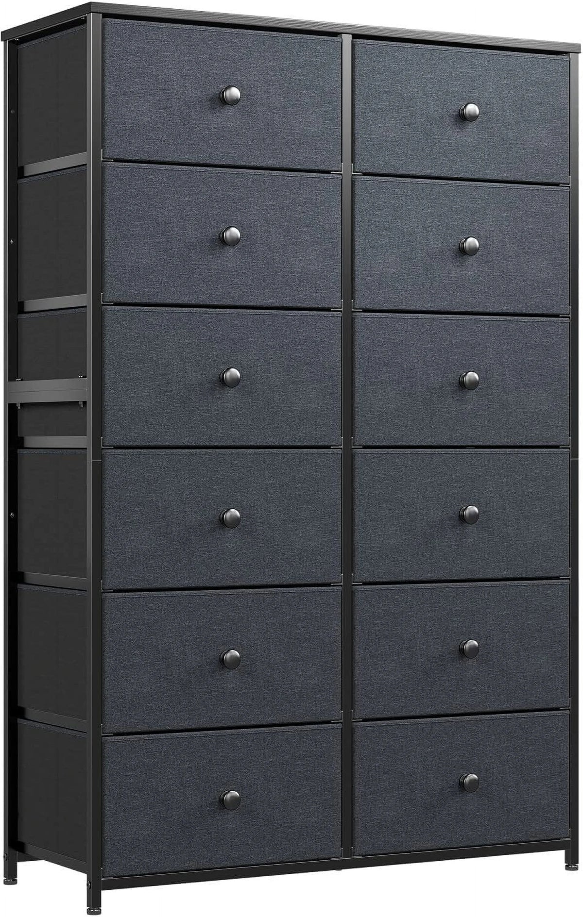 12 Drawer Fabric Dresser with Wood Top and Metal Frame T990