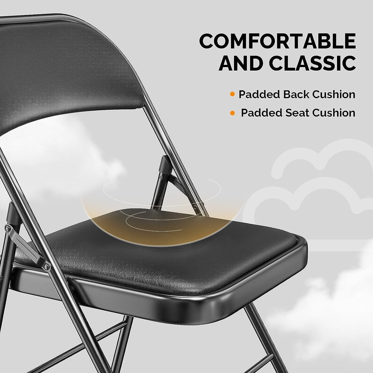 Black Set of 10 Folding Chairs O772