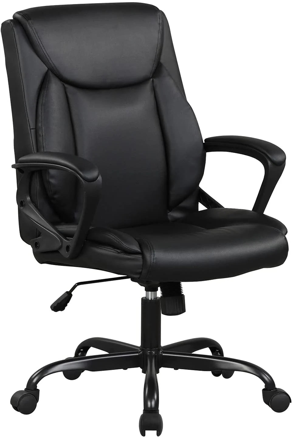 Black Ergonomic PU Leather Office Chair with Lumbar Support Q250683
