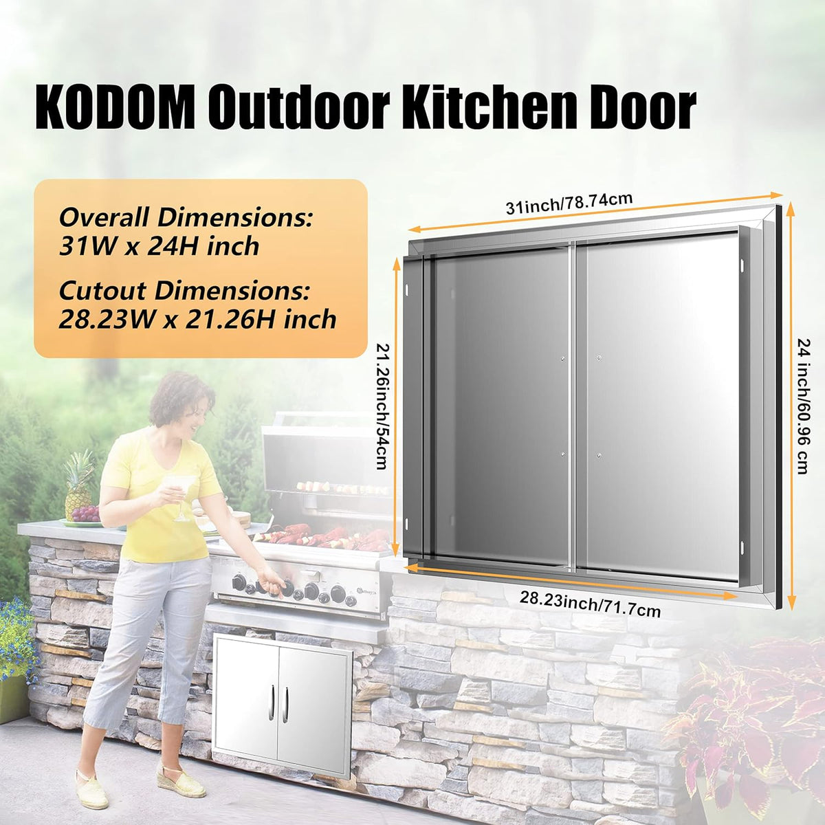 Stainless Steel BBQ Access Door 17W x 24H Inch X2070