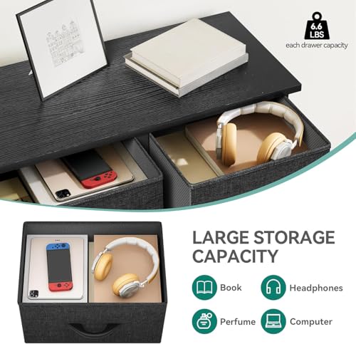 5 Drawer Fabric Storage Dresser with Wooden Top B50342